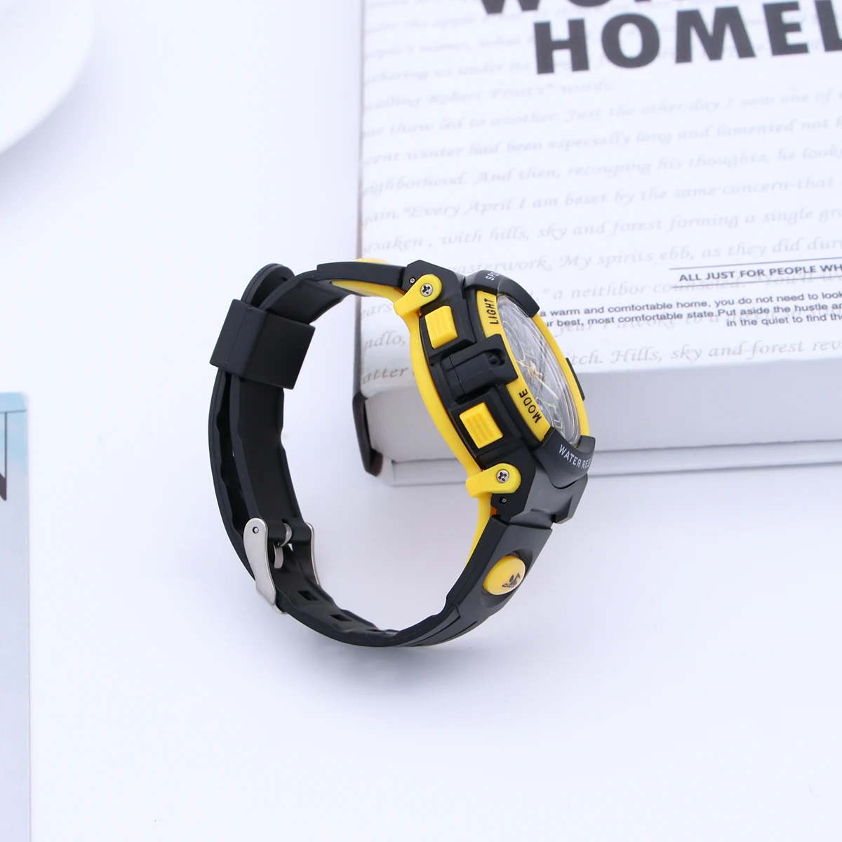 Waterproof Double Display Watch Outdoor Sports Electronic Wristwatches Digital Luminous Yellow Multifunctional