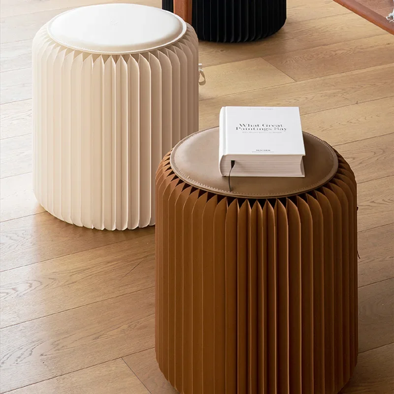 Nordic Furniture,Kraft Paper Folding Stool,Change Shoe Stool,Round Footstool,Creative Paper Stool,Home Leisure Chair,Mobile Seat