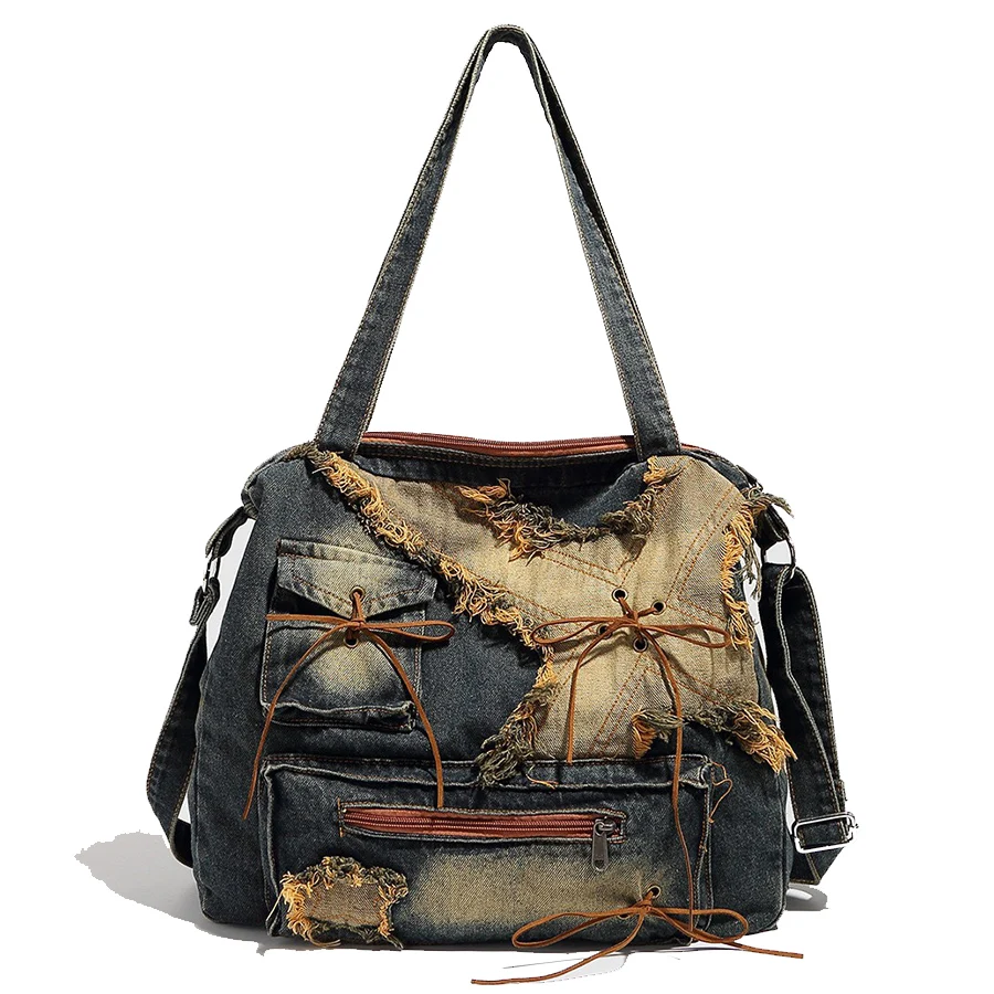 

Retro washed denim underarm bag women large capacity y2k Hot Girl Versatile single-shoulder crossbody bag design purse handbags