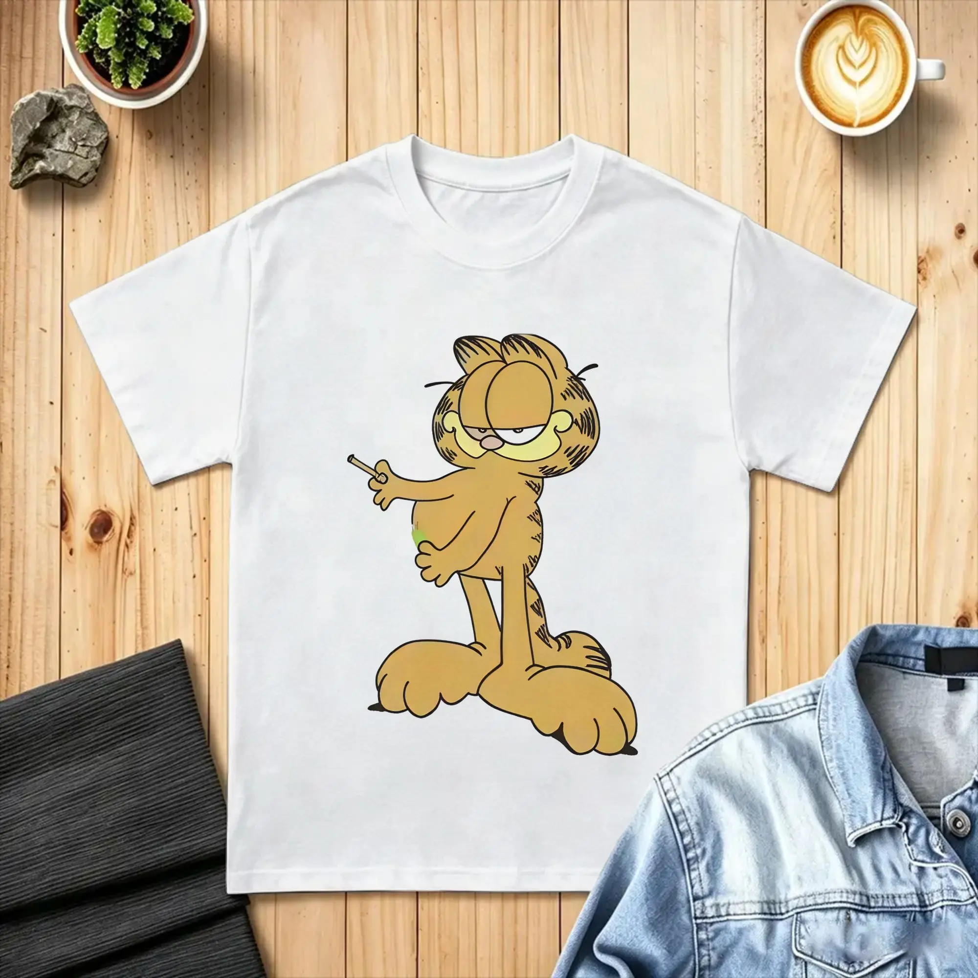 Lazy Feline T-Shirt Beach Gar-fields Trending T Shirts Men's 100 Cotton Round Neck Oversized Tees Short Sleeve Y2K Retro Tshirt
