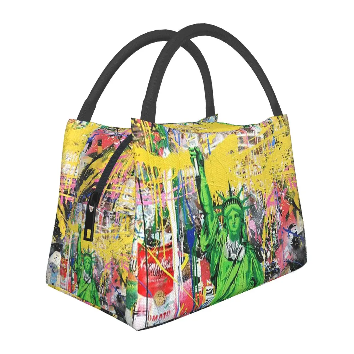 Statue Of Liberty Holding Paintbrush Lunch Bags Insulated Bento Box Lunch Tote Picnic Bags Thermal Bag for Woman School