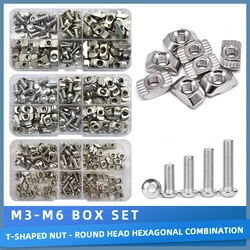 M3 M4 M5 M6 T Nut and Hex Bolt Set Hammer Head T Slot Nut With Screws Assortment Kit for 2020 3030 4040 Series Aluminum Profile