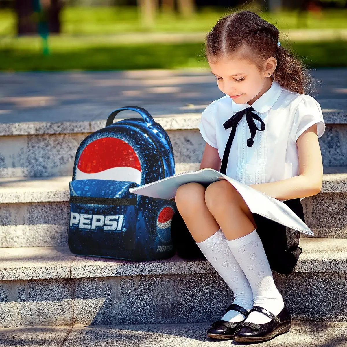 P-pepsi tas sekolah ringan motif, untuk sekolah, luar ruangan, belanja, kantor 16,5 inci