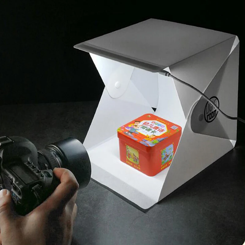 Hot Photography LED Light Room Photo Studio Light Tent Soft Box Backdrop Photobox For DSLR Camera 22CM Portable Folding Lightbox