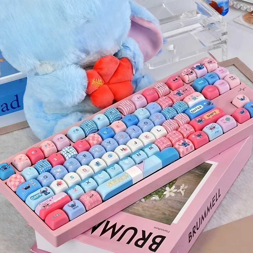 

Cartoon Keycap Set PBT 129 Key Cherry MOA Cute Keyboard Keychain Compatible with 60/64/84/98/108 Gaming Mechanical Keyboard