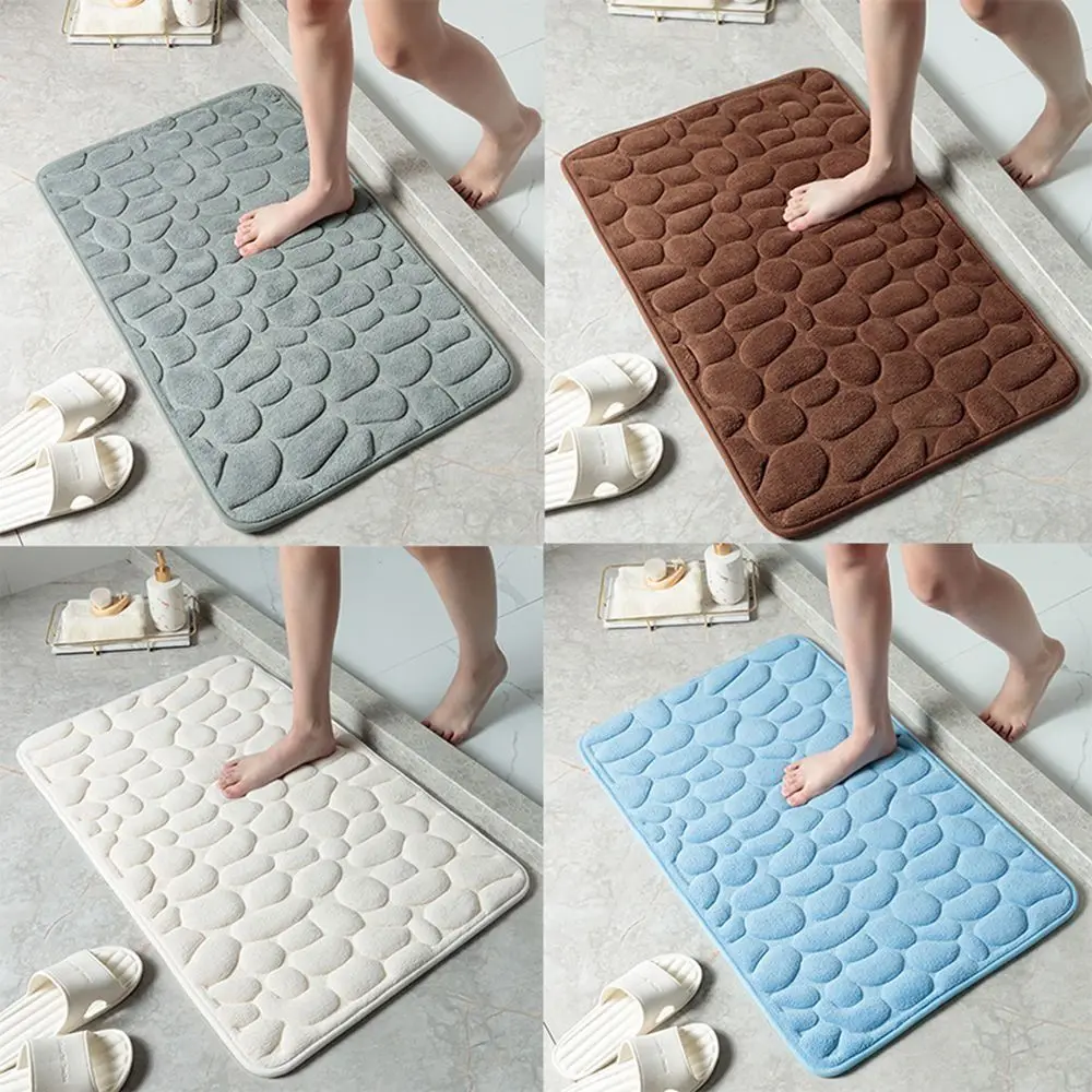 Cobblestone Embossed Bath Mat Non-slip Carpets Water Absorption Washable Bathtub Floor Rug Shower Doormat Bathroom Decor