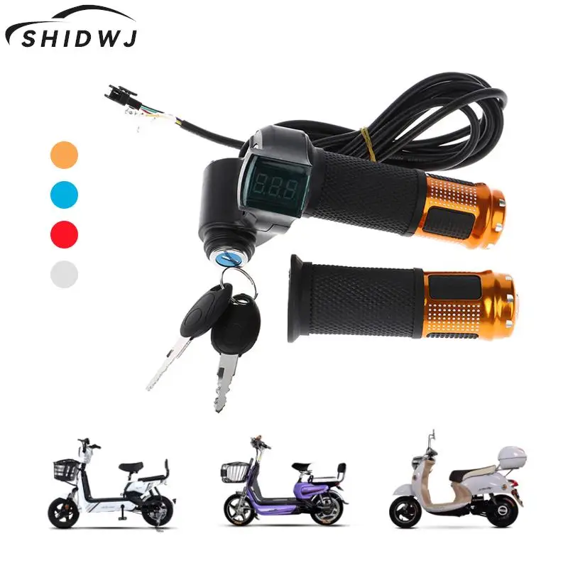 

2pcs/1pair Universal Electric Bike Throttle with LCD display Indicator Gas Handle Throttle for 12-99V E motocycle Bicycle parts