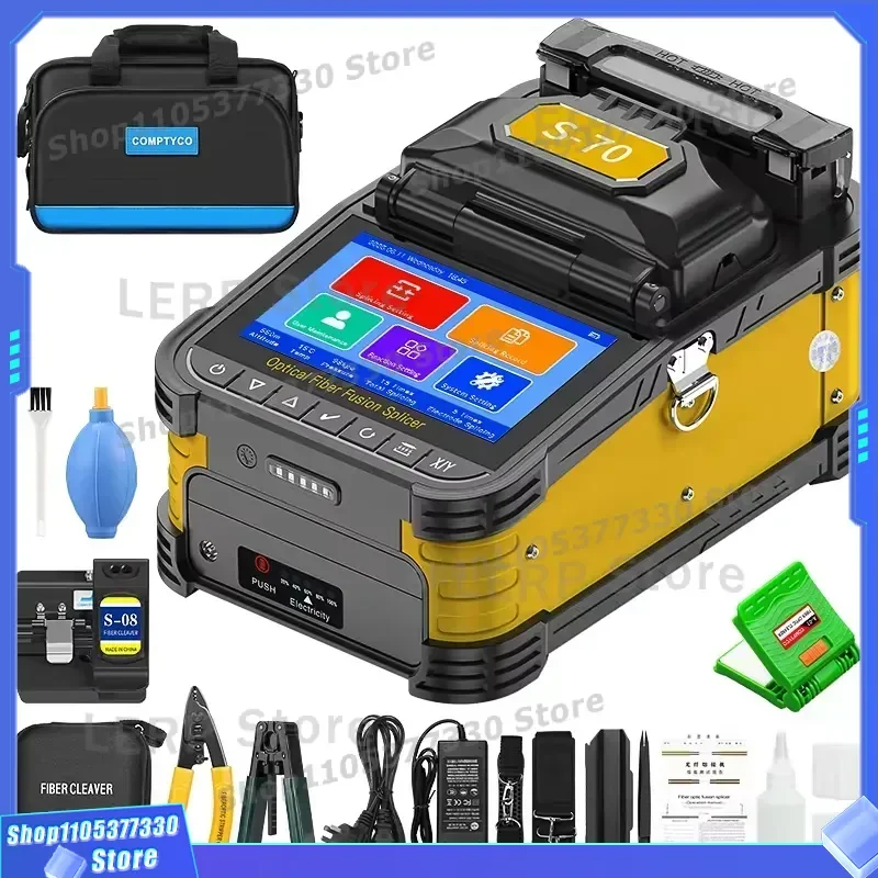 COMPTYCO S-70 Fiber Optic Splicing Machine 6 Motors 5200mAh Battery Optical Fiber Welding Machine Core to Core Fusion Splicer