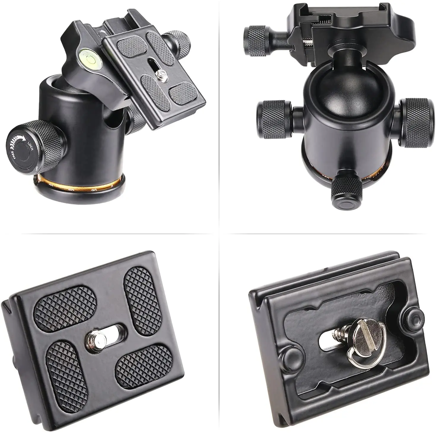 Cabezal de bola para trípode de cámara con liberación rápida, amortiguación de ajuste fino giratorio de 360 grados, soporte de cabezales de fluido para trípode de alta resistencia