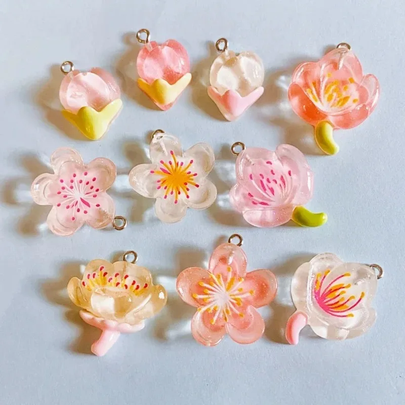 10pcs Transparent Flower Resin Charms For Jewelry Making Necklace Keychain Earrings Pendants DIY Supplies Accessories