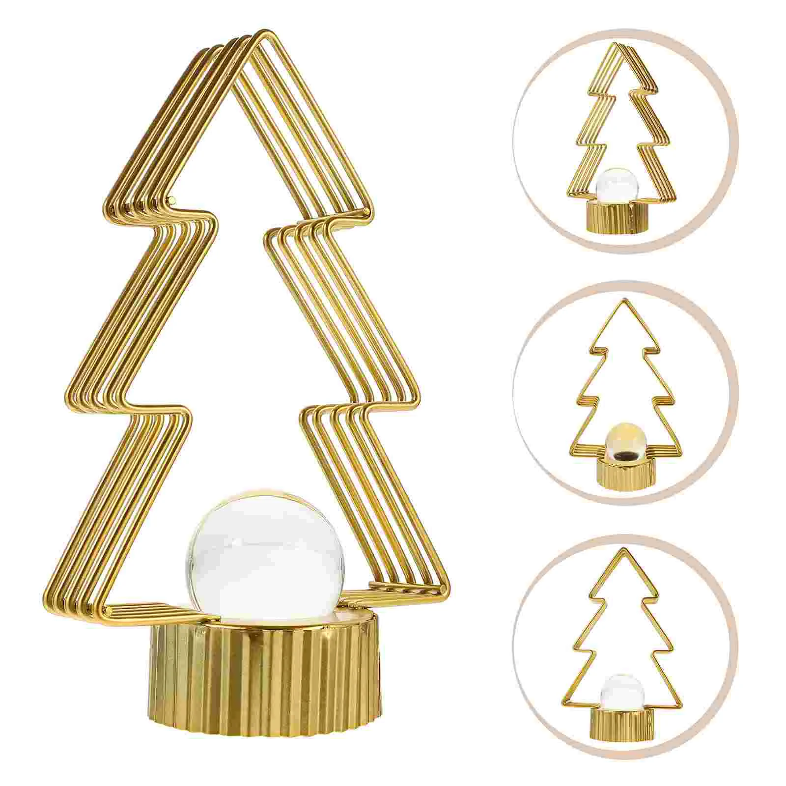 

Iron Xmas Tree Ornaments Gold Decor Mini Small Tabletop Trees Desktop Glass Decorative Miniature Christmas Supplies Office