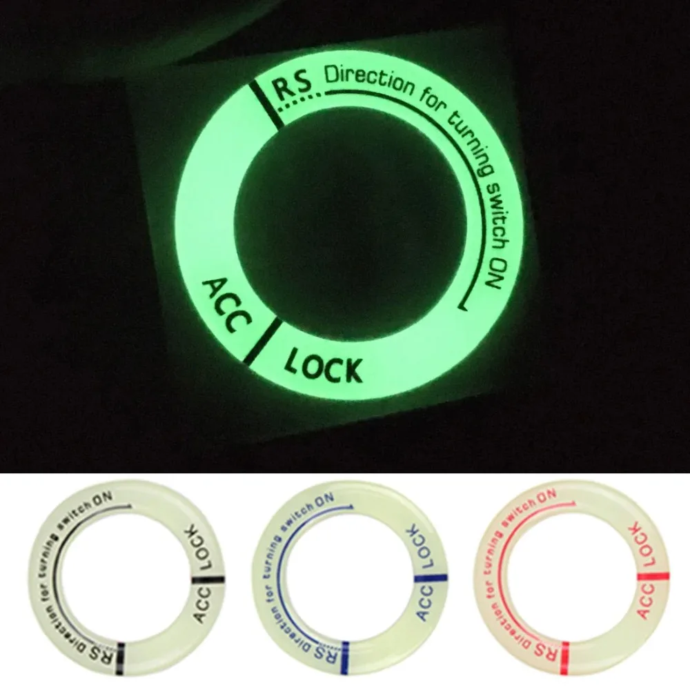 Night Luminous Car Ignition Key Ring Stickers Universal Auto Motorcycle Start Button 3D Decals Protect Decor Fluorescent Circle