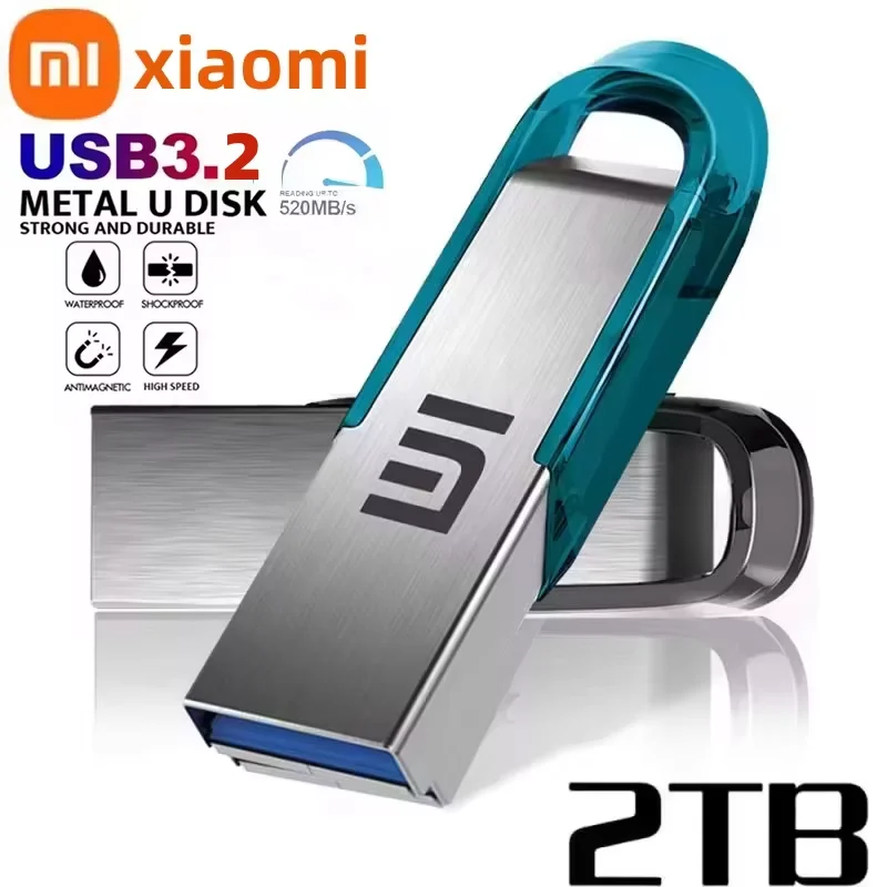 Xiaomi 2 تيرا بايت معدن USB 3.0 محركات أقراص فلاش 1 تيرا بايت سريع السرعة محرك القلم محرك محمول مقاوم للماء ذاكرة فلاش USB قرص TYPE-C محول