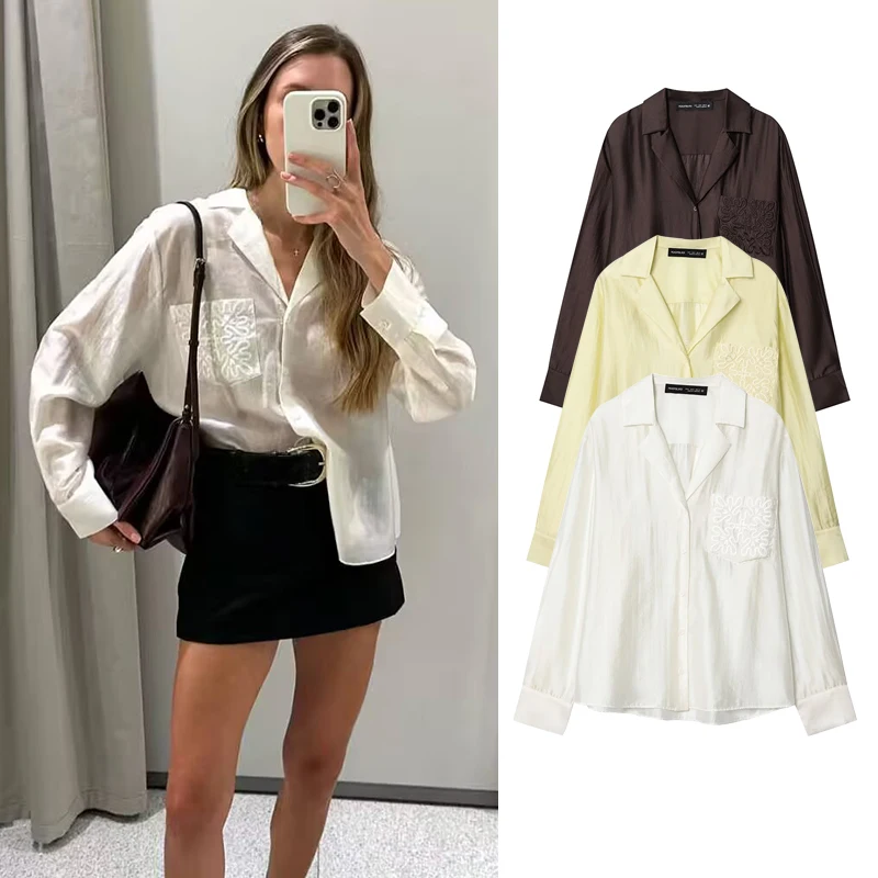 

Women's Autumn Shirts 2025 New Fashion Embroidery Elegant Youth Office Shirts Women's Autumn Street Chic Comfortable Blouses
