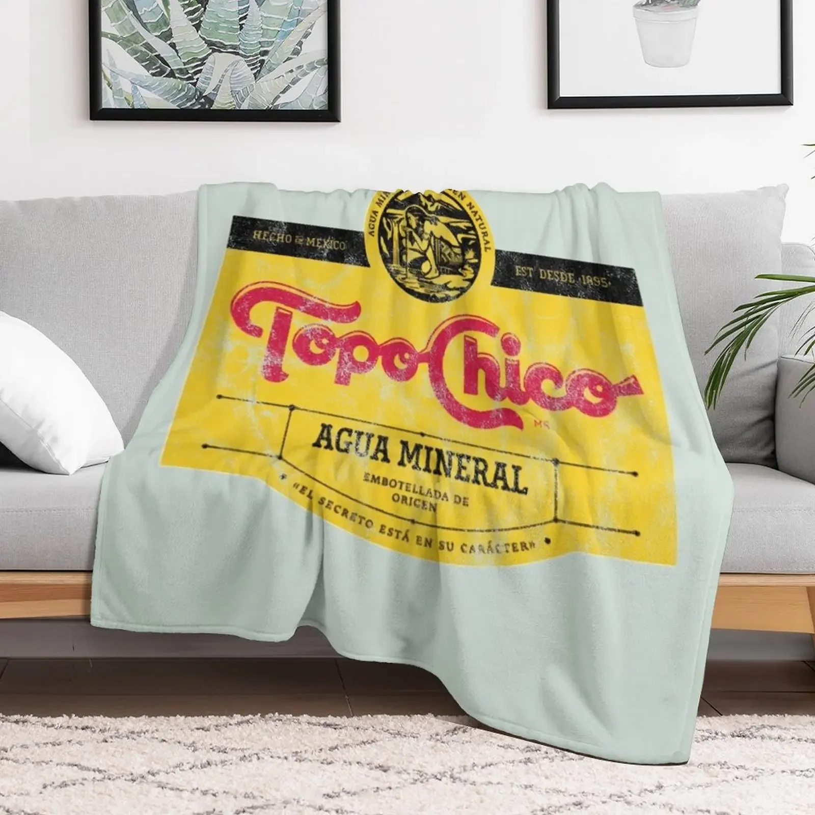 Topo Chico agua mineral worn and washed logo (sparkling mineral water) Throw Blanket Soft Warm Blanket Gift for Men Women Adults