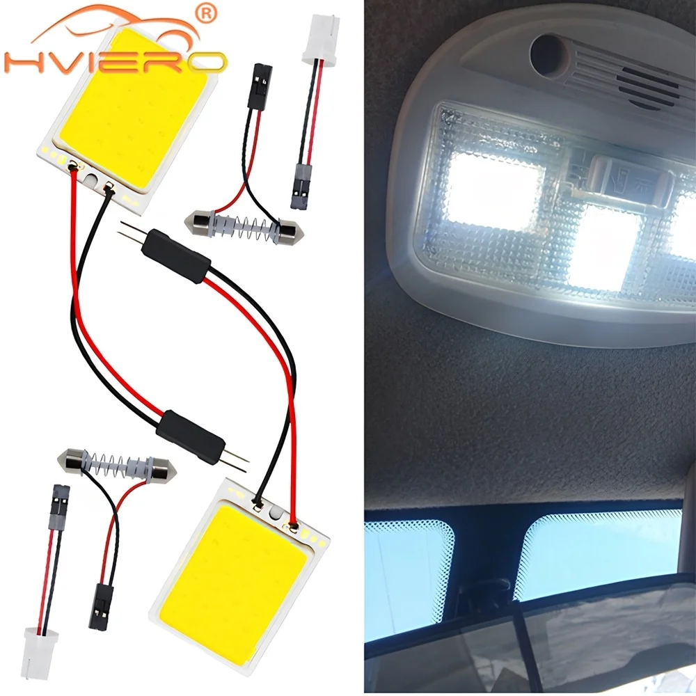 10X Car Interior Reading Universal Auto Led T10 BA9S COB W5W C5W 24/36/48Led Option Ceiling License Plate Lamp Dome Tail Backup