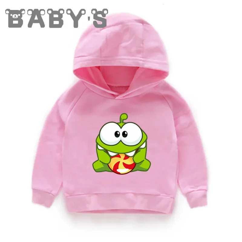 Hot Game Cut The Rope Om Nom Frog Cotton Cartoon Kids Hoodies Boys & Girls Fun Sweatshirts Kids Jacket Clothes Baby Top