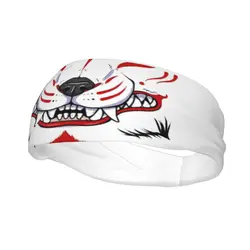 Oni Demon Kitsune Grin Workout Sweatband donna uomo Fox Aunumart Japanese Sweat Headband Yoga Head Sweat Bandage Hair Sweat Band