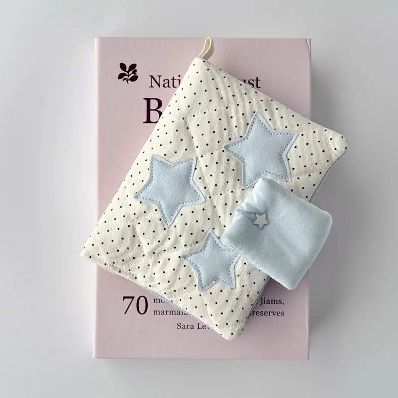 

Хлопковая обложка для блокнота/ежедневника в корейском стиле с синими звездами, ручной работы, форматы A6, B6, A5, для сменных блоков