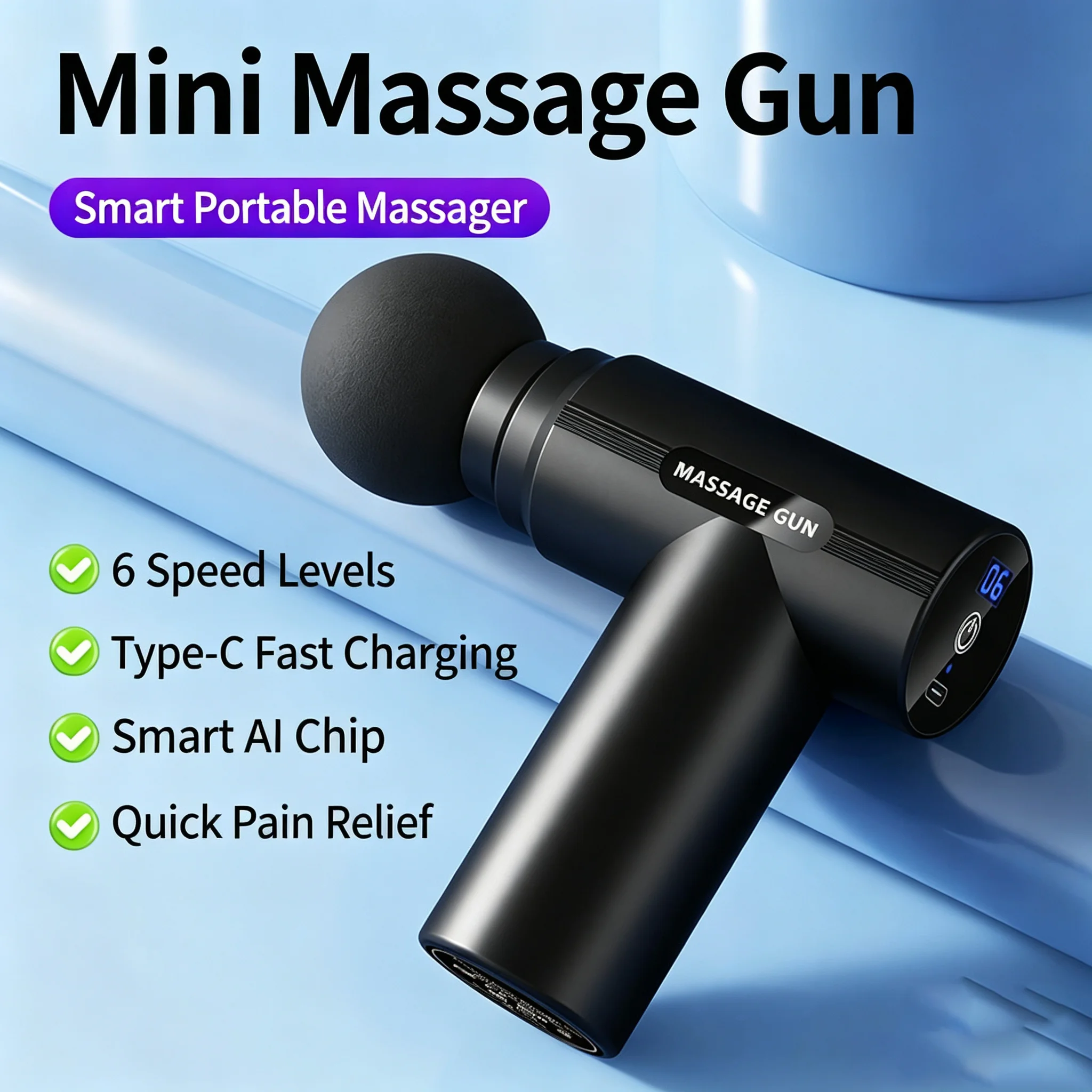 New Hot USB Mini Massage Gun Muscle Relaxation Vibration Gun Rod Massage Fitness Equipment Neck Grab Fascia Gun gallery 3