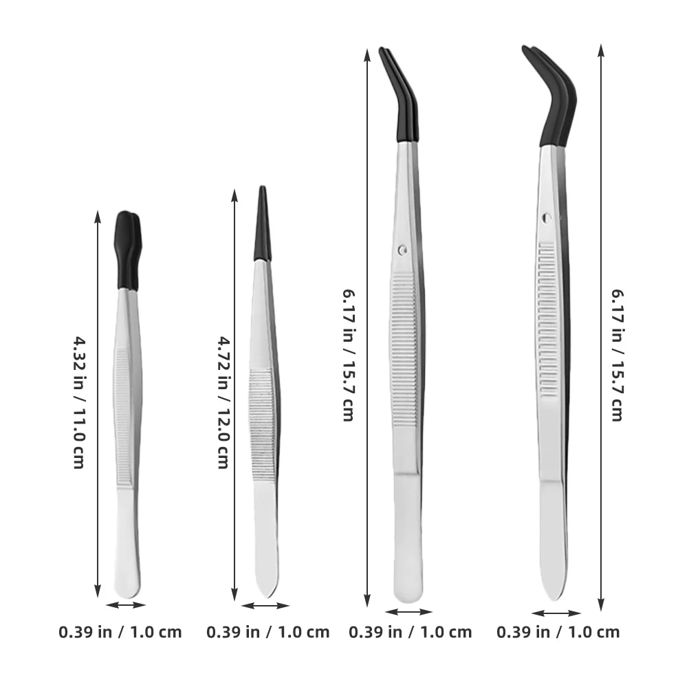 4 szt. Pęsety z powłoką antypoślizgową, końcówki ze stali nierdzewnej do przedłużania rzęs, naklejek, scrapbookingu, rękodzieła i hobby.