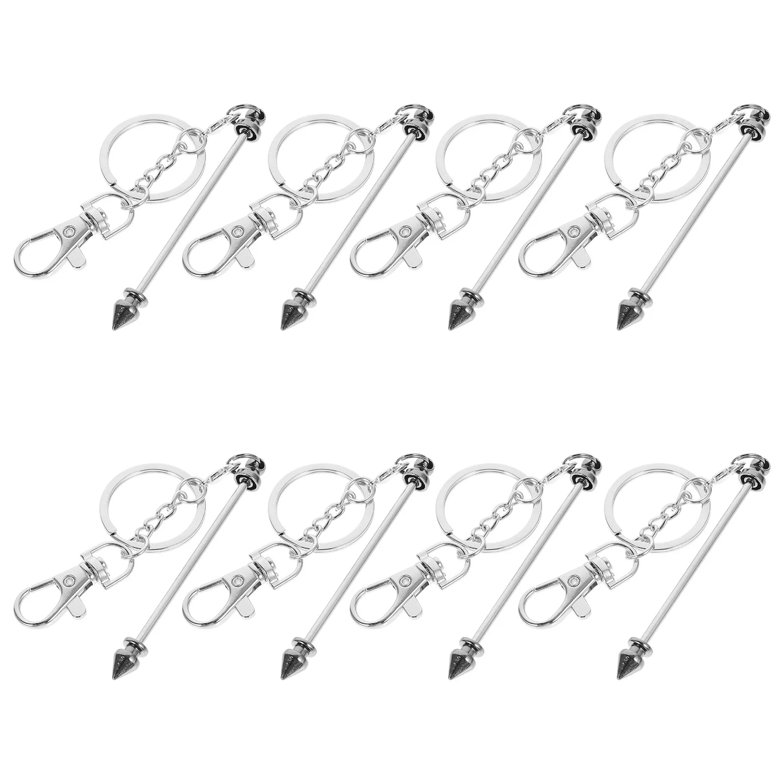 

8pcs Beadable Keychain Bars DIY Metal Crafting Beads Reusable Portable Bullet Head Design Jewelry Accessories