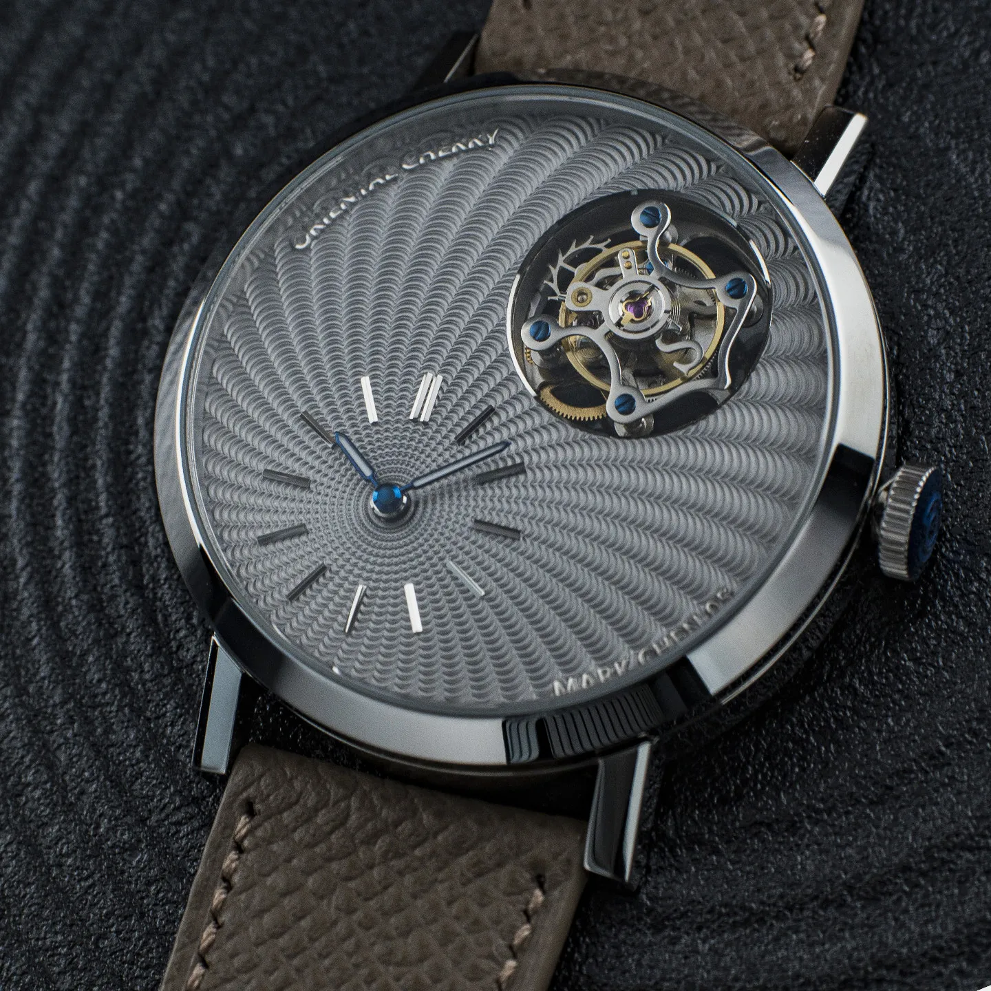 Jichen Sakura MC-05 Tourbillon Mechanical Men's Casual Watch Blue Sandstone Lapis Custom Suspension 6340