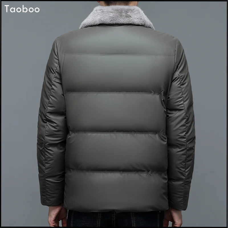 2022 Winter Casual Fashion Male Leatherette Jackets New Vintage Style Padded Fur Collar Parkas Canada Windproof Down jacket men