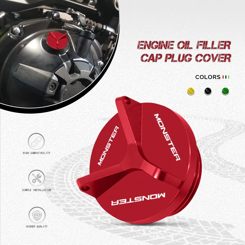 

For monster848 696 796 797 821 1200 1200S 1100 EVO Motorcycle Aluminum M20*2.5 Engine Plug Cover Oil Filler Cap Screw MONSTER