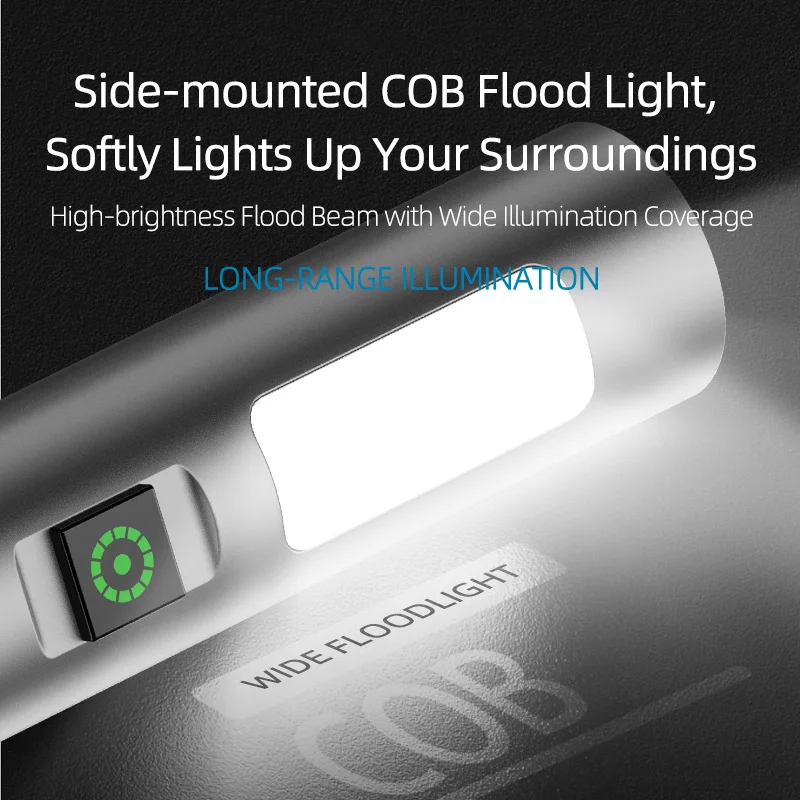 Aluminum Alloy Shell White Laser Flashlight, Strong Light Remote Zoom 6-Speed LED Light, Portable Flashing Warning Flashlight - view 5