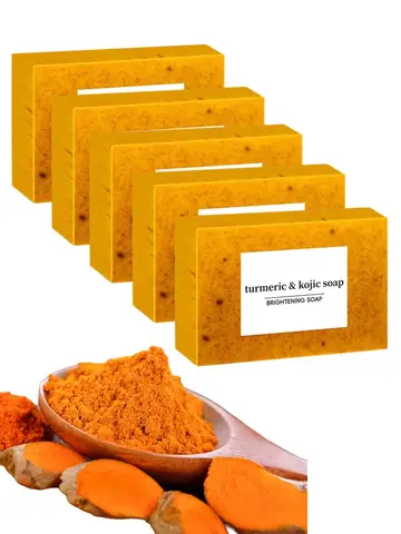 100g Turmeric Hand Made Soap, Lemon Kojic Acid Soap, Shower and Facial Soap Body Care 1/3/5pcs
