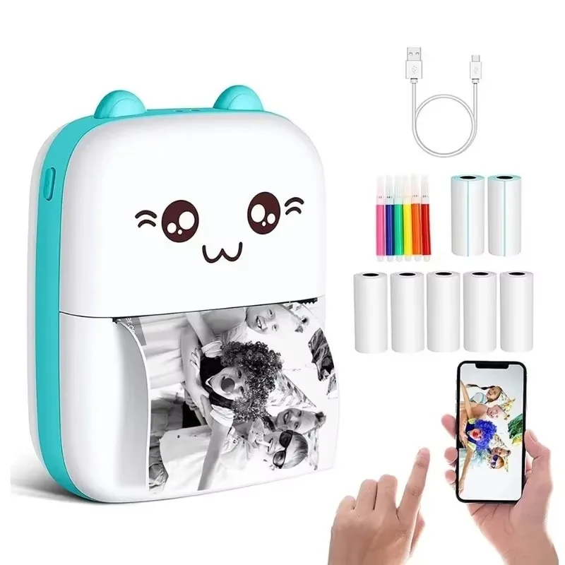 

Portable Sticker Printer Wireless Inkless Pocket Thermal Printer for Students Homework Error Notes Compact and Easy to Carry