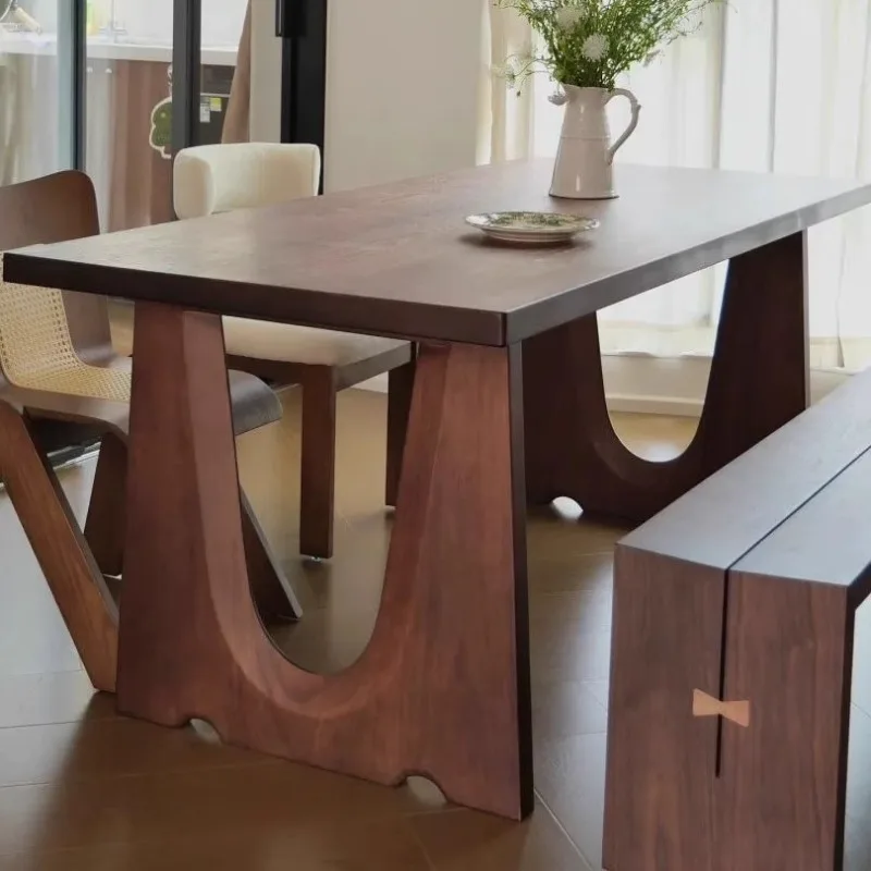 

Североамериканский стол из черного ореха, прямоугольный обеденный стол из цельного дерева, антикварный домашний кабинет, офис, простая работа