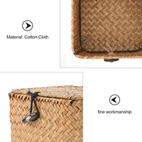 Sturdy Woven Straw Storage Box With Lid For Tea Bags Coffee Organizer Home Decorative Seagrass Basket Tidy Holder Tea Box