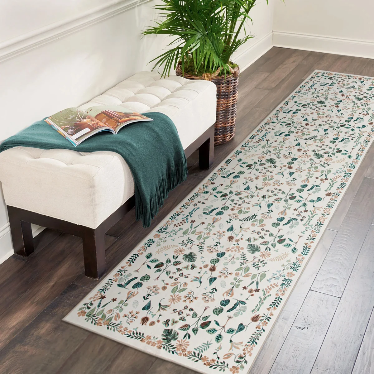 Corridor Carpet Long Runner Rug Green Plant Leaf Carpets Soft Machine Washable Floor Mat Hallway Home Decoration Rugs