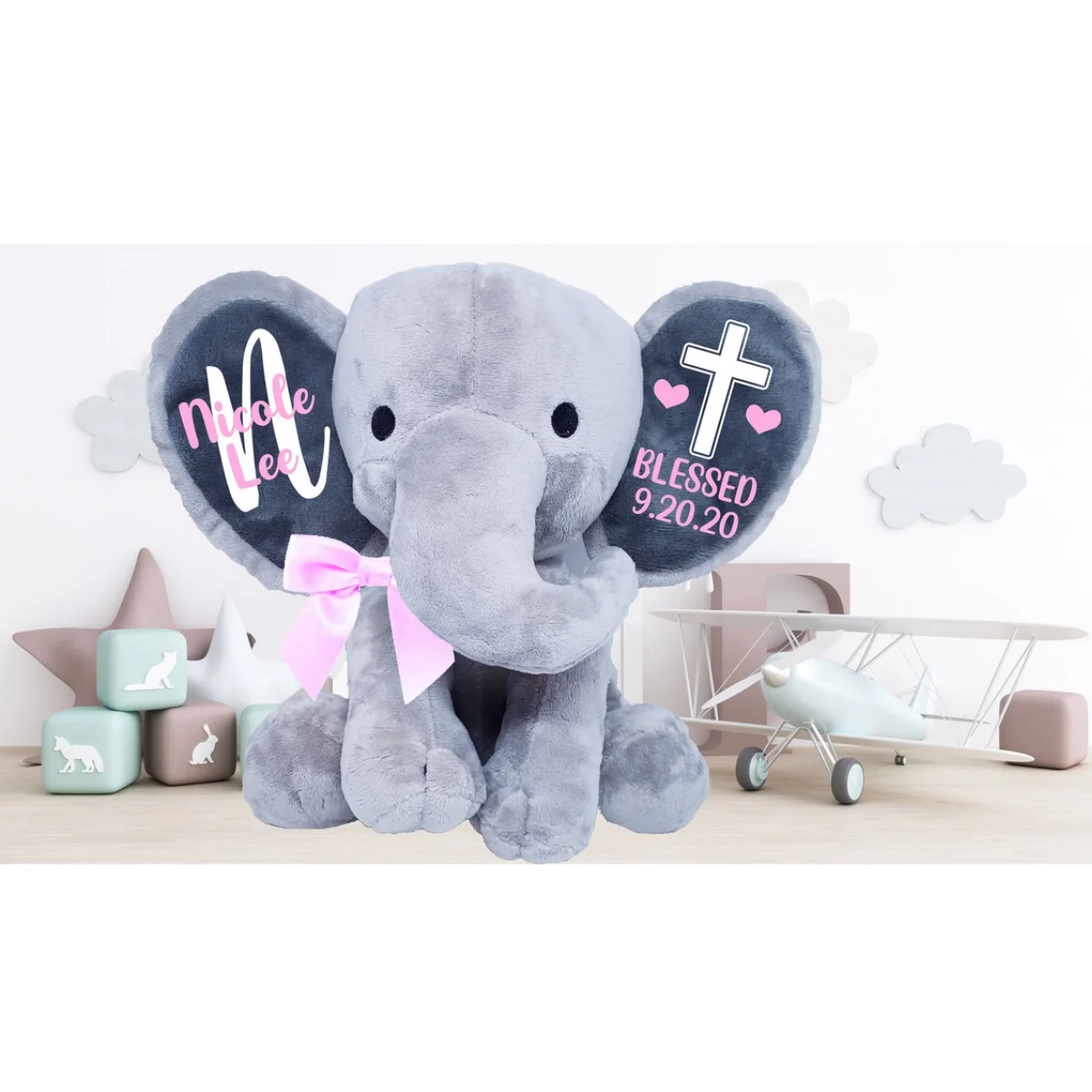 Baptism gift - Christening gift - Godparent gift - gift for goddaughter - Gift From Godparents - Personalized Elephant - Godchil