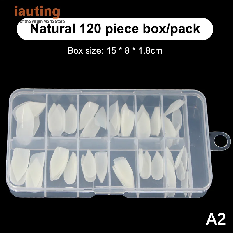 120 pçs pasta completa apontou pré-limaado dicas de unhas imprensa na extensão do prego falso natural nenhum traço para pequena cama de unhas 12 tamanhos na caixa