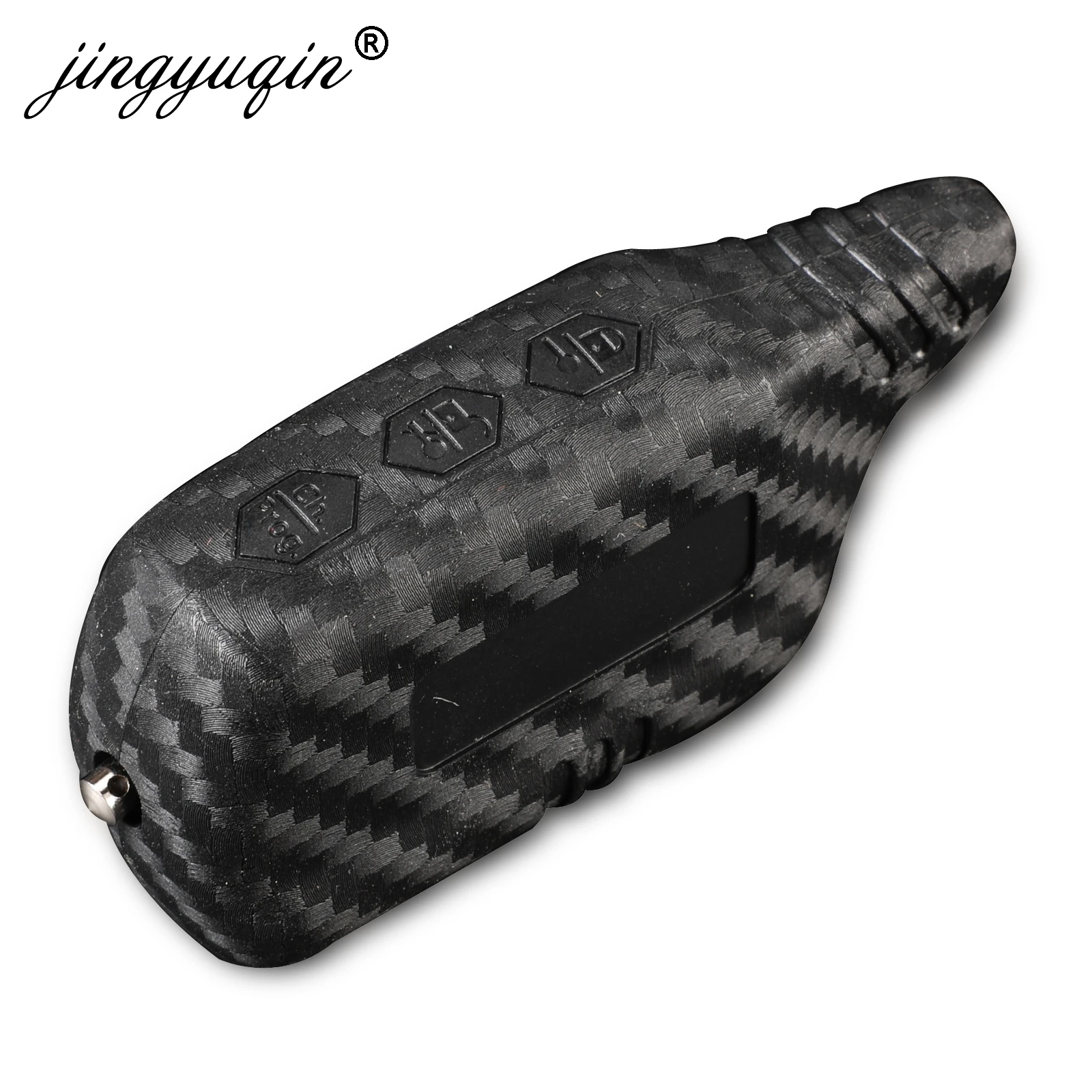 jingyuqin B9 LCD Alarm Carbon Silicone Key Cover Case for Starline B91 B6 B61 A91 A61 C9 V7 Jaguar Remote 2 Way Alarm Keychain