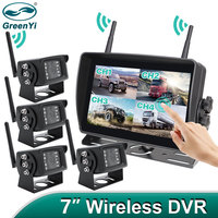 7'' AHD Digital Wireless Touch Screen DVR Record IR Night Vision Reverse Backup Camera 4CH WiFi Monitor For Truck/Trailer/Bus/RV