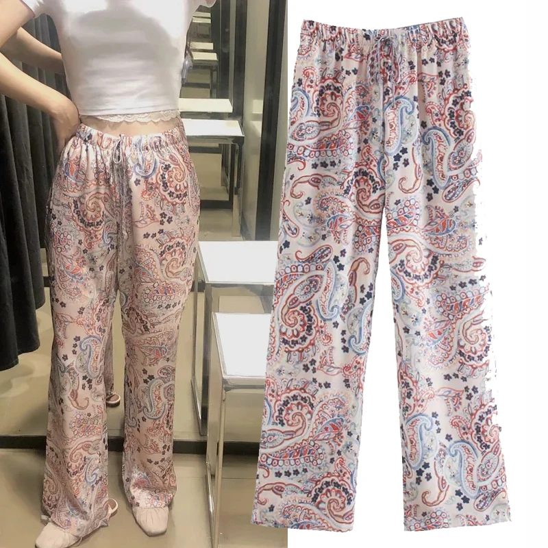 

Модные женские повседневные длинные брюки, коллекция July Street Sle l, удобные женские брюки с миндальным узором на талии