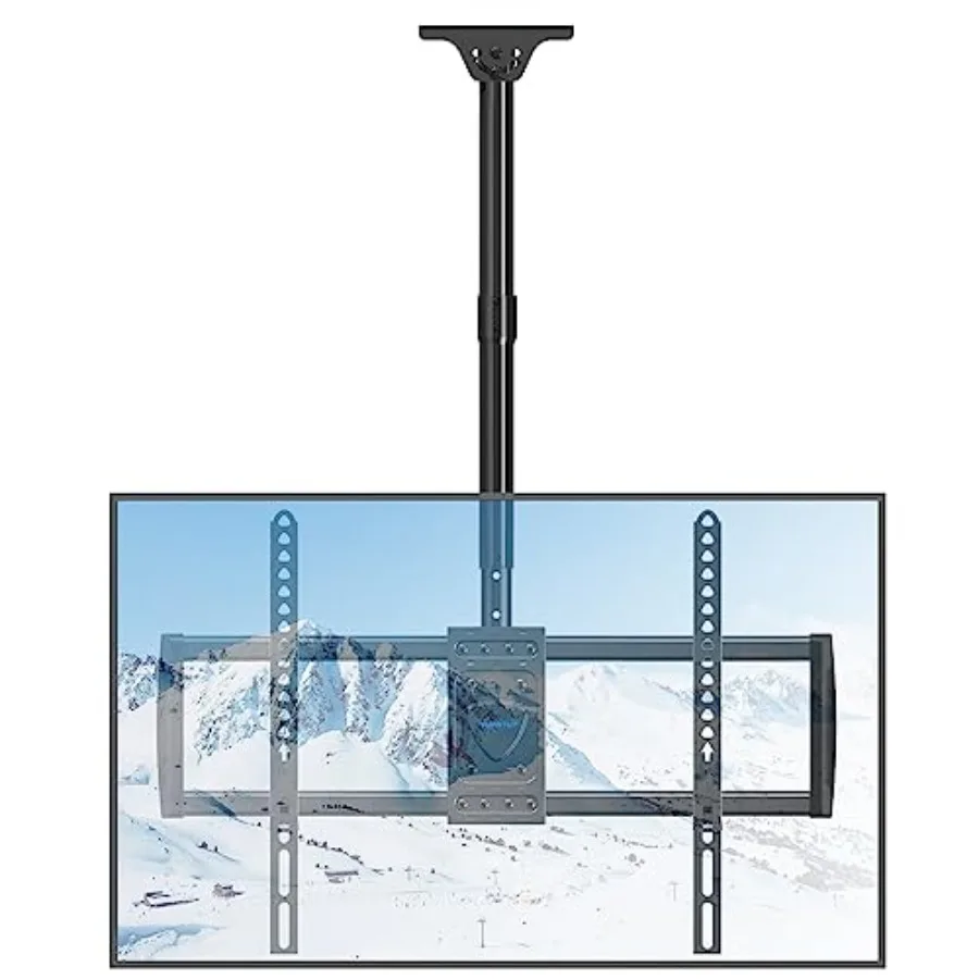 

Ceiling TV Mount for Restaurant/Office: Heavy Duty Articulating Pole Black 360 Rotation 110lbs Capacity Adjustable Height Suppo