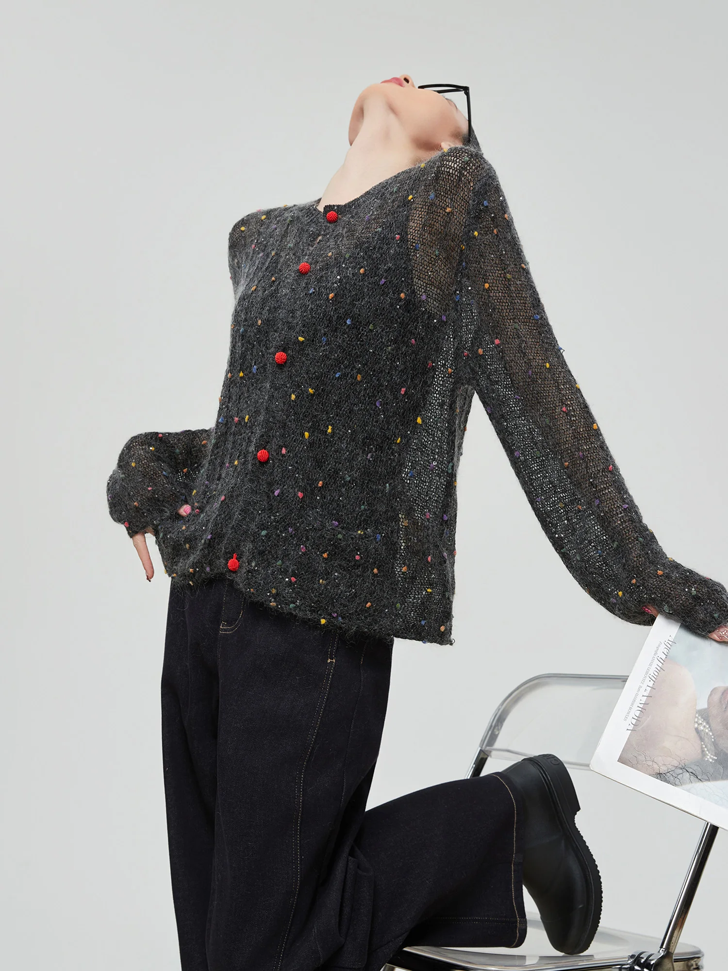 

Уникальный круглый вязаный кардиган с ажурным узором из пряжи «Сахарный цветок» для женщин, тонкий, с вырезами, весенняя новинка, комфортный, теплый свитер-пальто