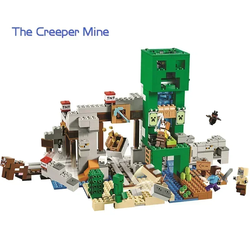 The Cave Village Mine Farm TreeHouse Deep Dark Battle Constructions Bouwsteenmodel Speelgoed DIY voor kinderen Kerstcadeau
