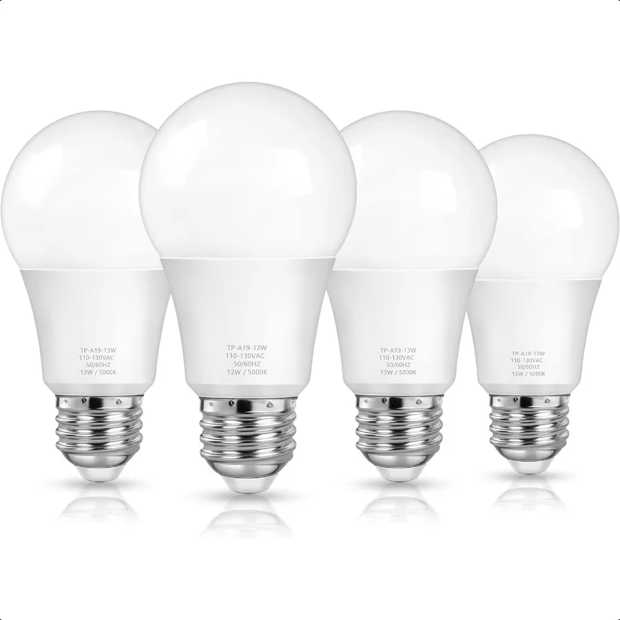 

A19 LED Light Bulbs 100 Watt Equivalent LED Bulbs Daylight White 5000K 1500LM E26 Base NonDimmable 13W Bright LED Bulbs 4Pack