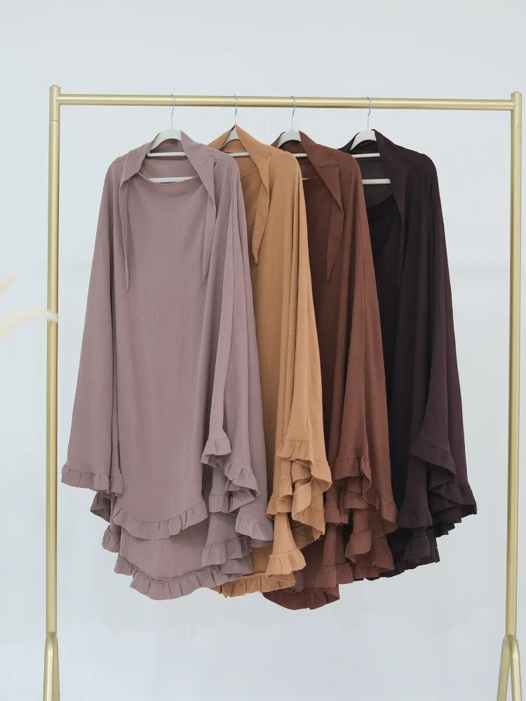 ramadan Long Khimar hijab Eid Muslim Long Headcarf Women One Piece Khimars Jubha Islamic Clothing Hijabs Musulman Prayer Garment