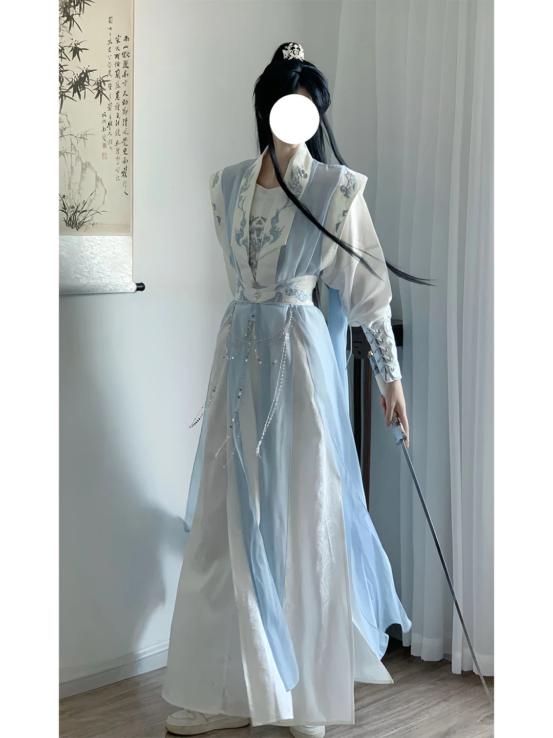 Elegant Embroidered Hanfu Set round Neck Male Female Style Traditional Chinese Costume Sleeveless Martial Arts Uniform for Me...