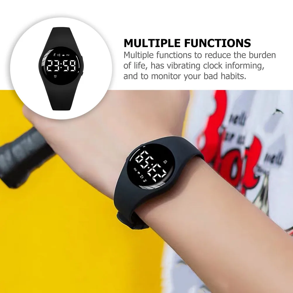 Plastic Sports Watch Digital Wristwatch for Kids Students Waterproof Vibrating Alarm Clock Adjustable Children Smartwatch Long