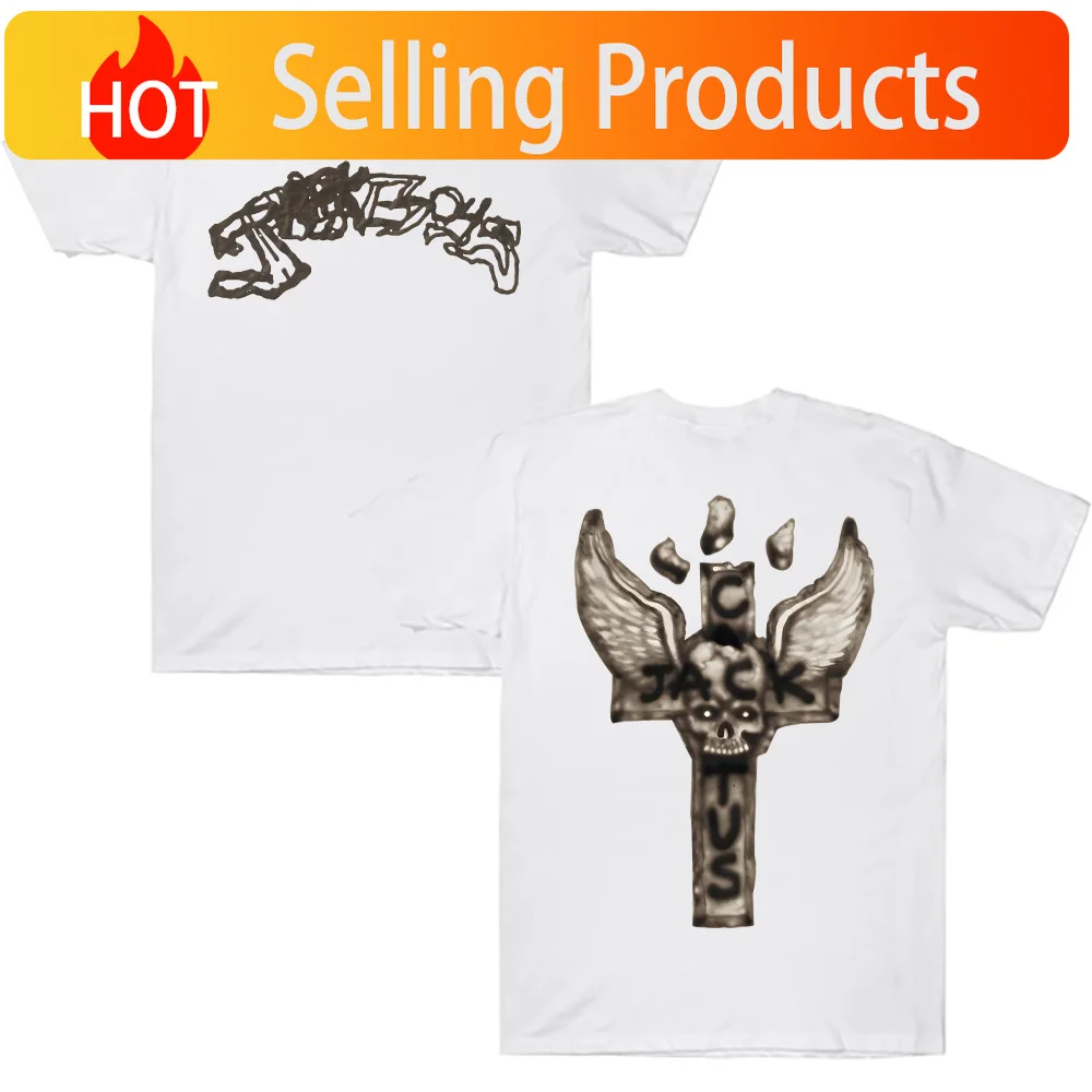 JACKBOYS 2  Album Art Graffiti T-shirt Traviss Scott Cactus Jack Tops Loose Casual Cotton Crew Neck Short Sleeve Streetwear Tee