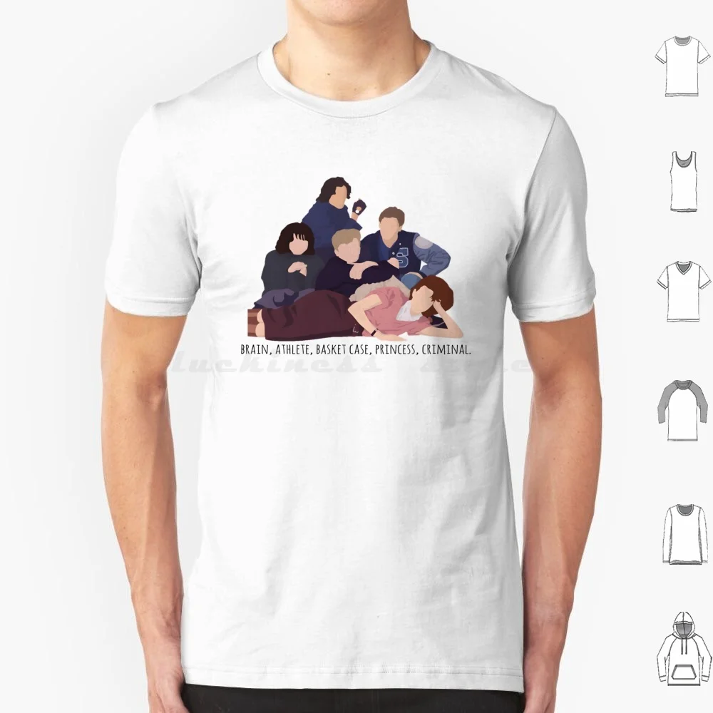 Brain. Athlete. Basket Case. Princess. Criminal. T Shirt Big Size 100% Cotton The Breakfast Club Brain Athlete Basket Case