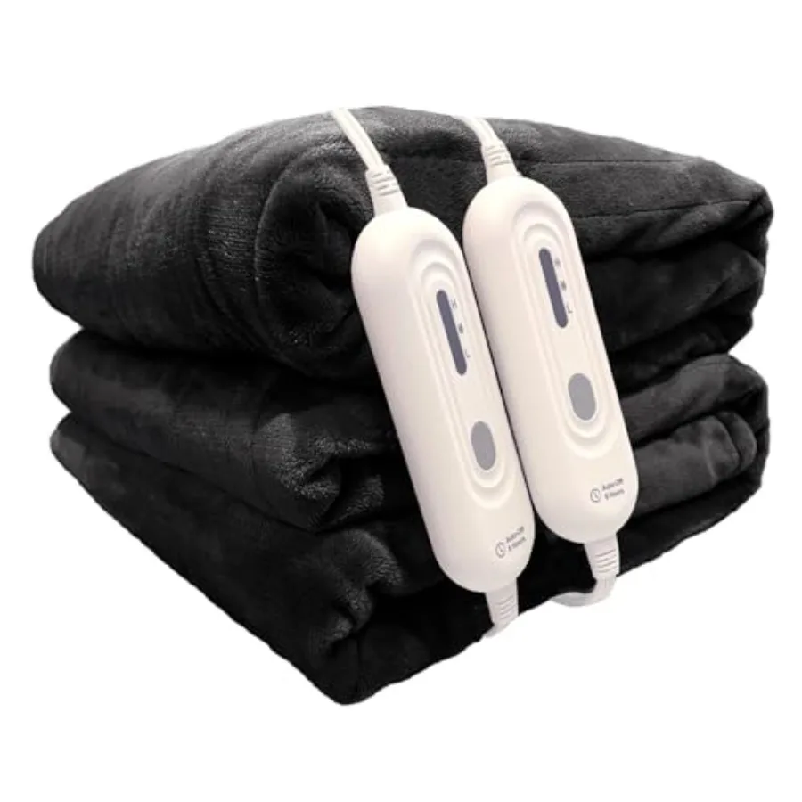 

Electric Blanket King Size Dual Control Super Cozy Soft 2-Layer Flannel 90" x100" Heated Blanket King Size with 3 Heat Levels a